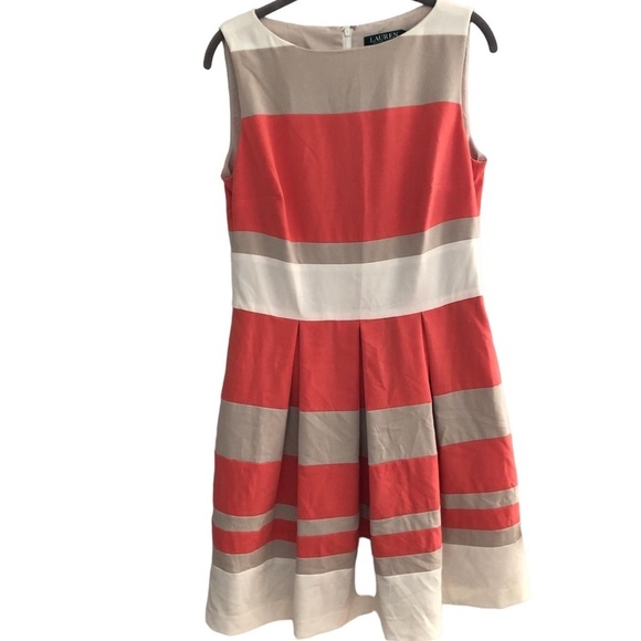 RALPH LAUREN Pleated Tailored Sleeveless Dress 10 - Picture 1 of 13